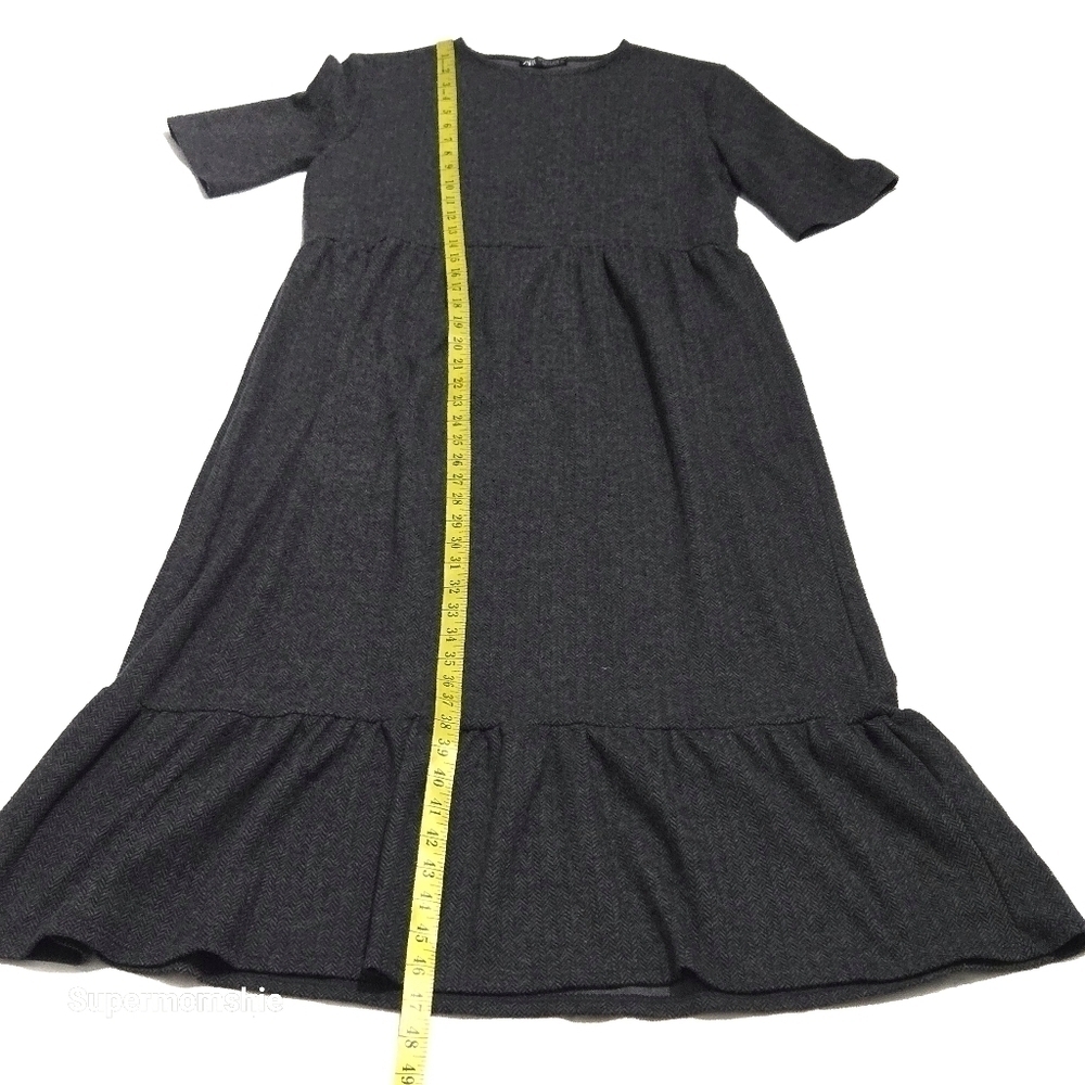 Zara Tweed Black Ruffled. Dress - Picture 5 of 7